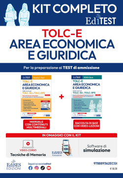 Test Economia, Giurisprudenza e Scienze politiche 2026: Kit completo anche per TOLC-E, TOLC-SPS, TOLC-SU