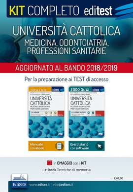 Kit completo per i test di accesso ai corsi di Medicina, Odontoiatria e Professioni sanitarie dell'Università Cattolica